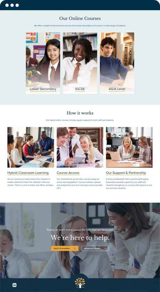 Wolsey Halls for Schools Web Design Case Study