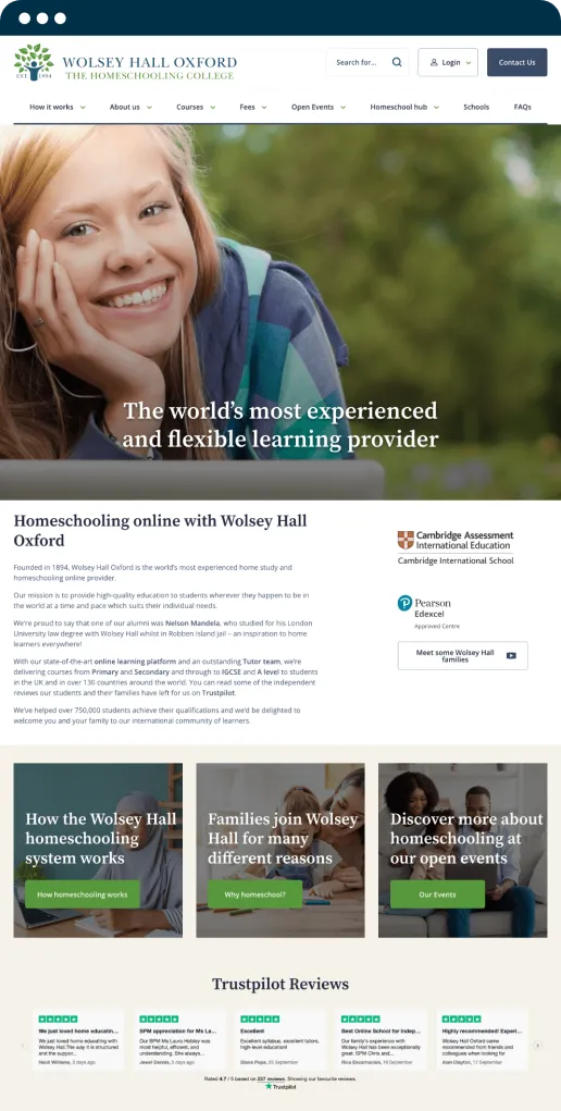 Wolsey Hall Oxford Web Design