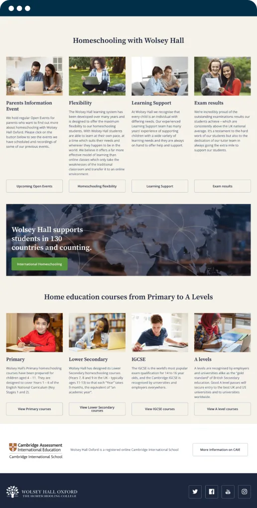 Wolsey Hall Oxford Web Design