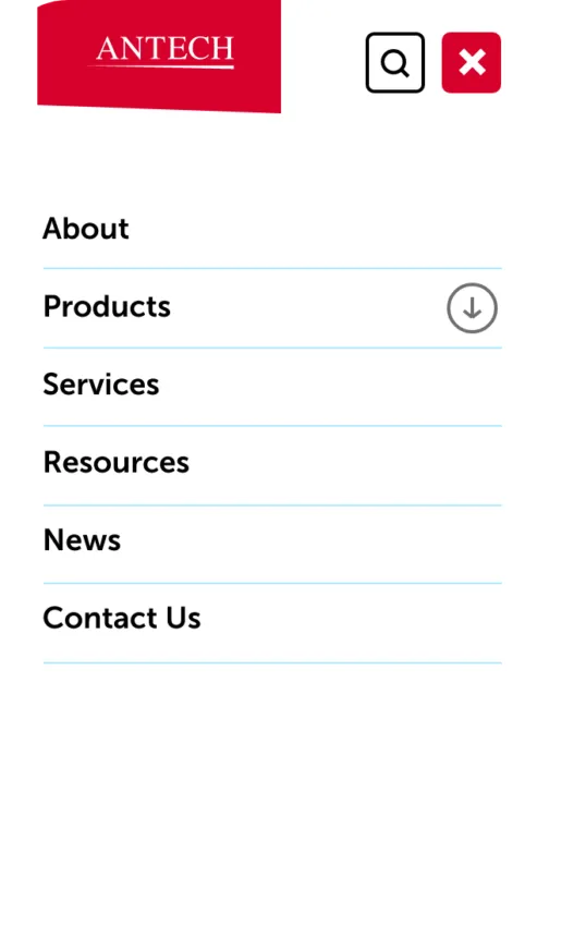 Antech Web Design mobile navigation design