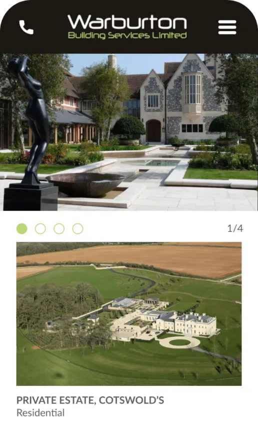 Warburton homepage web design